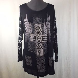 L.A. Teez Long Sleeve Black Tee Shirt Size 1X